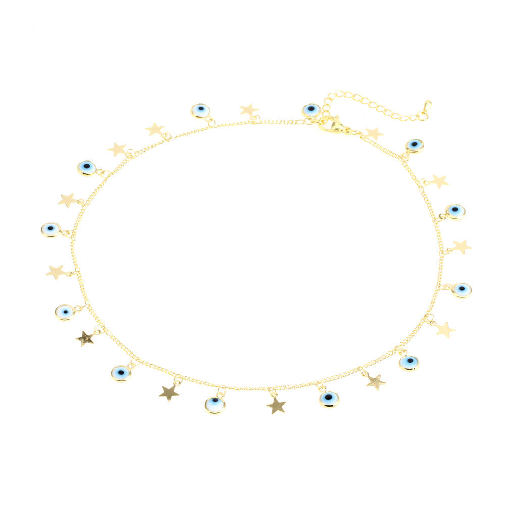 Wholesale Evil Eye Bracelet Evil Eye Star Pendant Copper Necklace Set